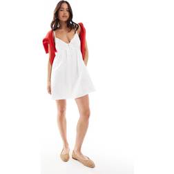 Hollister Babydoll Kjole Med Cami Stropper - Hvid