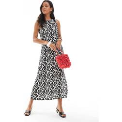 Pieces Boat Neck Midi Dress - Zebra Print