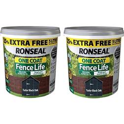 Ronseal 5L One Coat Fence Paint Bundle 10L Black