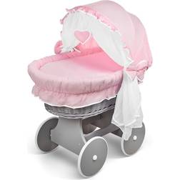 Multi-Mam Hooded Wicker Wheel Basket Bassinet Crib