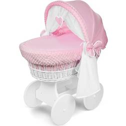 Multi-Mam Hooded Wicker Wheel Basket Bassinet Crib