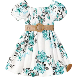 Shein Young Girl Vacation Style Bubble Sleeve Printed Dress