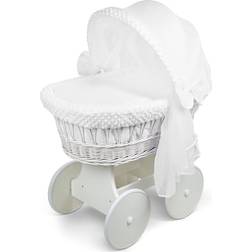 Multi-Mam Hooded Wicker Wheel Basket Bassinet Crib