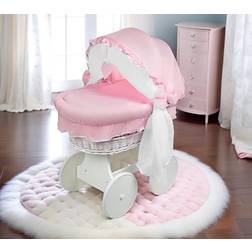 Multi-Mam Hooded Wicker Wheel Basket Bassinet Crib