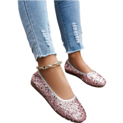 Shein Plus Size Sequined Slip-On Flat Shoes - Casual