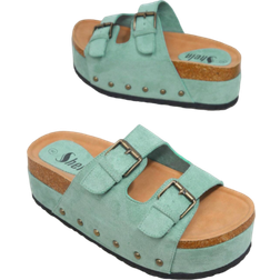 Shein Open Toe Double Buckle Flatform Sliders