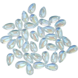 Shein 30pcs Stylish Transparent Purple & Blue Iridescent Teardrop Shaped Beads With Hole, Flat Teardrop Design, For Diy Earrings, Headbands, Necklaces, Ankl