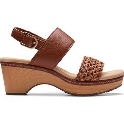 Clarks Seannah Step Woven Strap Clog-Style Platform Sandals Tan Combi