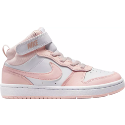 Nike Court Borough Mid 2 Preschool Girls' Shoes - White/Echo Pink