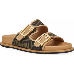Fendi FF fabric slides marron