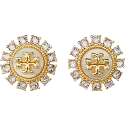 Tory Burch Kira Crystal Stud Earrings GOLD/MOP/CRY
