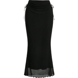 Shein Solid Color Drawstring Mermaid Skirt