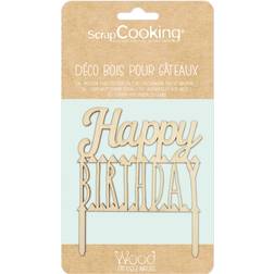 ScrapCooking Trä Happy Birthday Tårtdekoration