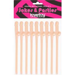 Lovetoy Pack Of 9 Willy Straws Flesh Pink