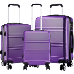 Kono Kono ABS Sculpted Horizontal Design Suitcase Set Purple