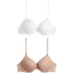 H&M Ladies White 2-pack microfibre super push-up bras