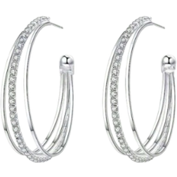 Shein Rhinestone Decor Layered Hoop Earrings