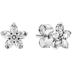 Pandora Sparkling Flower Stud Earrings - Silver/Transparent