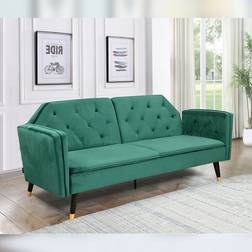 Comfy Living Green Plush Velvet Tufted Bed Sofa