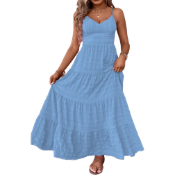 Shein Plus Tie Backless Ruffle Hem Cami Dress For Summer