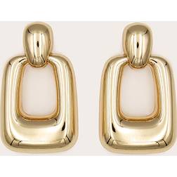 PrettyLittleThing Gold Chunky Rectangle Cut Out Statement Earrings - Yellow