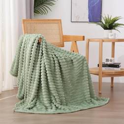 Linecooo Sage Green Fleece Throw Blanket 50” x 60” Blankets Green (152.4x127cm)