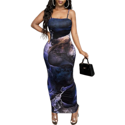 Shein Elegant Sexy Fitted Maxi Dress - Marble Print