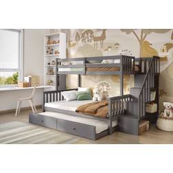 Flair Tag Triple Grey Staircase with Trundle Bunk Bed 146x247cm