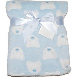 KAV Baby Boy Soft Fleece Wrap Blanket Blue Teddy