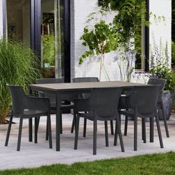 Keter 6 Seater Plastic - Black Patio Dining Set