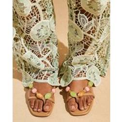 River Island Beaded Flip Flop Sandals - Beige