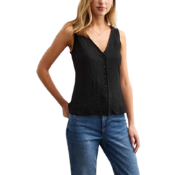 New Look Sort Vest I Jersey Med Krøller Og Knapper - Foran