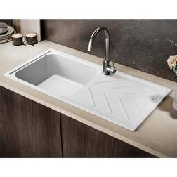 Reginox Calvi 10Wh 1.0 Bowl Granite Reversible Inset White Kitchen Sink