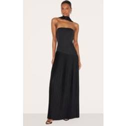 PrettyLittleThing Woven Asymetric Pleated Maxi Dress - Black