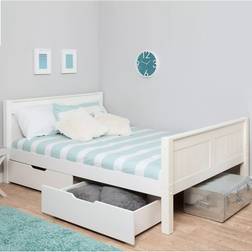 Stompa Classic Children's Bed Frame with Drawers Small Double White