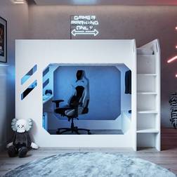 Recoil Shuttle LED Gaming High Sleeper Bed Small Double White