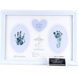 HelloBaby Baby Hand Footprint Photo Frame Keepsake with Ink Pad Blue Carousel