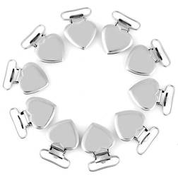 Goolrc Metal Heart Shape Insert Pacifier Holder Suspender Clips 10 Pcs