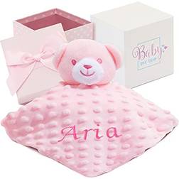 Baby Box Shop Personalised Girl Teddy Comforter Pink