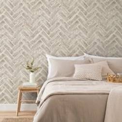 Dunelm Chevron Brick Wallpaper Natural
