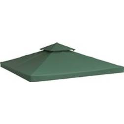 OutSunny 3M Gazebo Top Cover Double Tier Canopy Replacement Pavilion Roof Dark Green