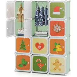 Casart Portable Kids Wardrobe Bedroom 12-Cube Baby Closet Green