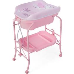 Costway Pink 2 in 1 Baby Station with Bathtub 84 x 53 x 37 cm