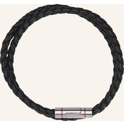 HUGO E-Doublebraid2-Bra Flettet Læderarmbånd Med Logolukning - Black