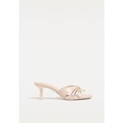 Stradivarius Heeled Sandals With Bow - Beige/Pink