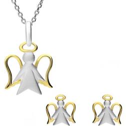 C W Sellors Sterling Silver Yellow Gold Plated Angel Two Piece Set