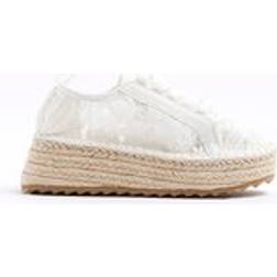 River Island Girls White Lace Espadrille Trainers - c13