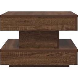 vidaXL 360 Grader Drejeligt 50 x 50 x 34,5 cm Brun Egetræ Sofabord 50x50cm