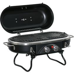OutSunny Portabel Gasolgrill 2 Brännare 66 x 34,5 x 37 cm Svart