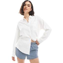 Hollister Oversized Skjorte I Hørblanding - Hvid